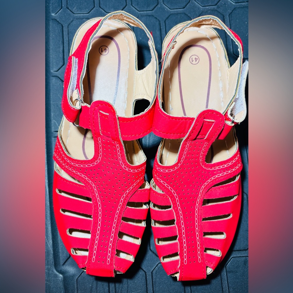 New lightweight Red Comfort Fisherman Sandals EU 41 Fits Women’s 7